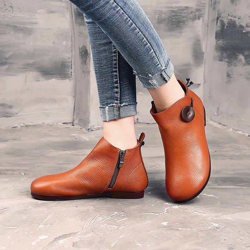 Dame Spring Retro Soft Leather Casual Boots