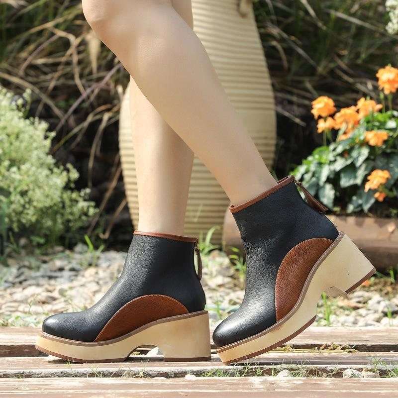 Dame Vintage Autumn Thick Slipsole Boots