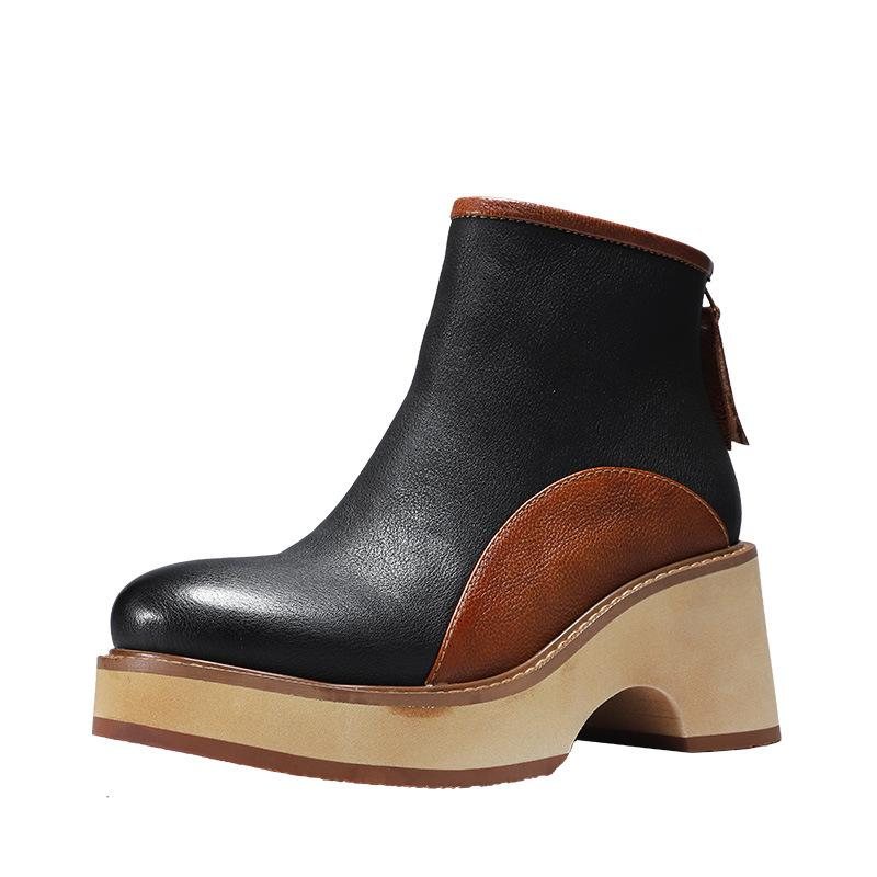 Dame Vintage Autumn Thick Slipsole Boots