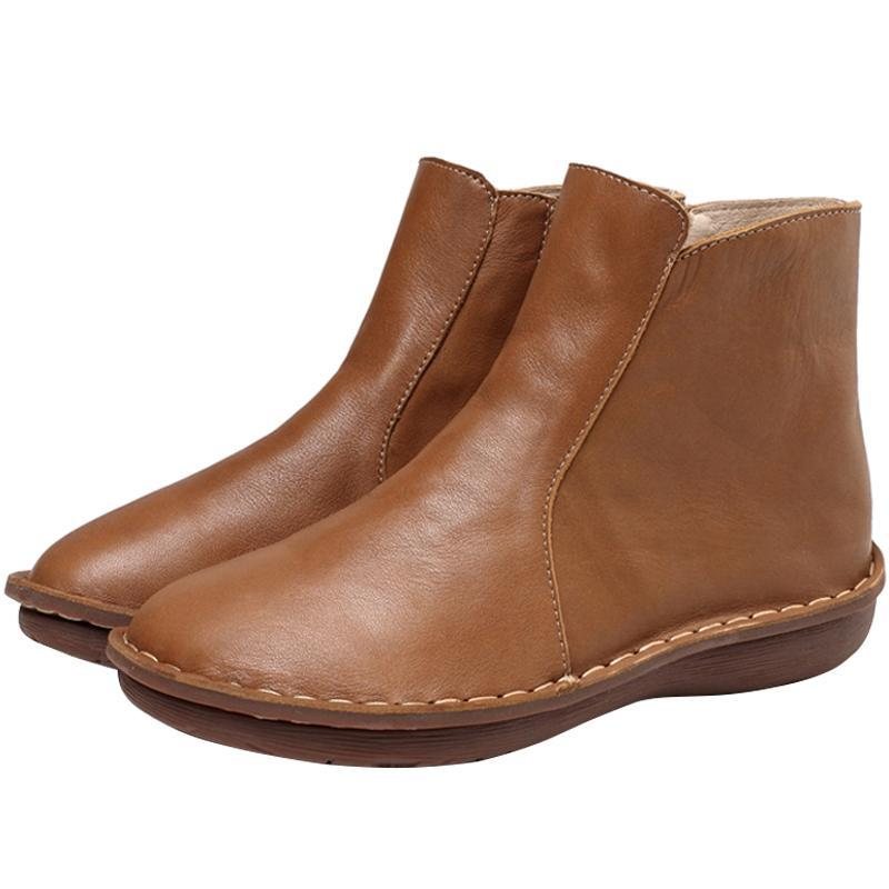 Håndlaget Retro Skinn Flat Myk Hud Chelsea Boots Sko 35-42