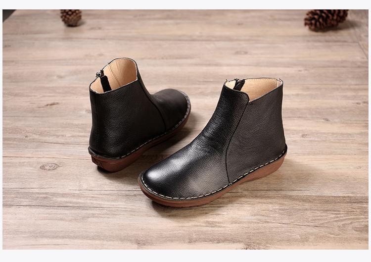 Håndlaget Retro Skinn Flat Myk Hud Chelsea Boots Sko 35-42