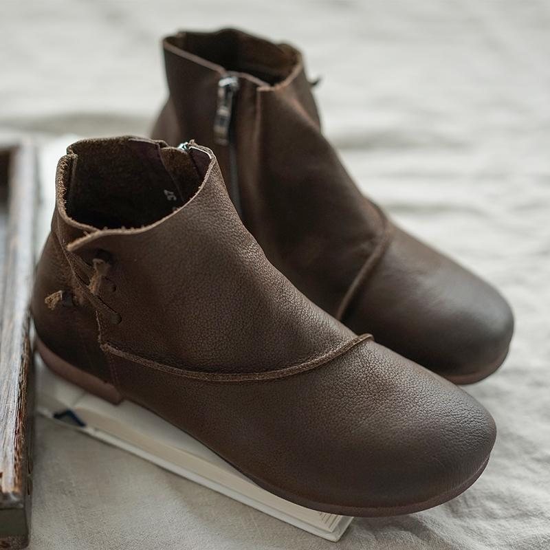 Høst Komfortabel Bunn Skinn Retro Dame Casual Boots