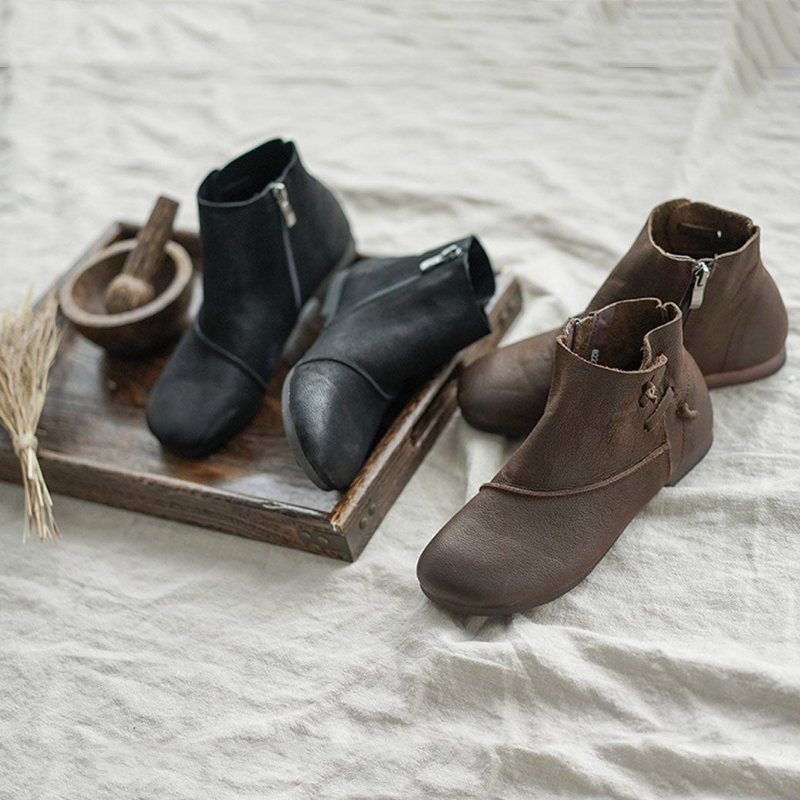 Høst Komfortabel Bunn Skinn Retro Dame Casual Boots