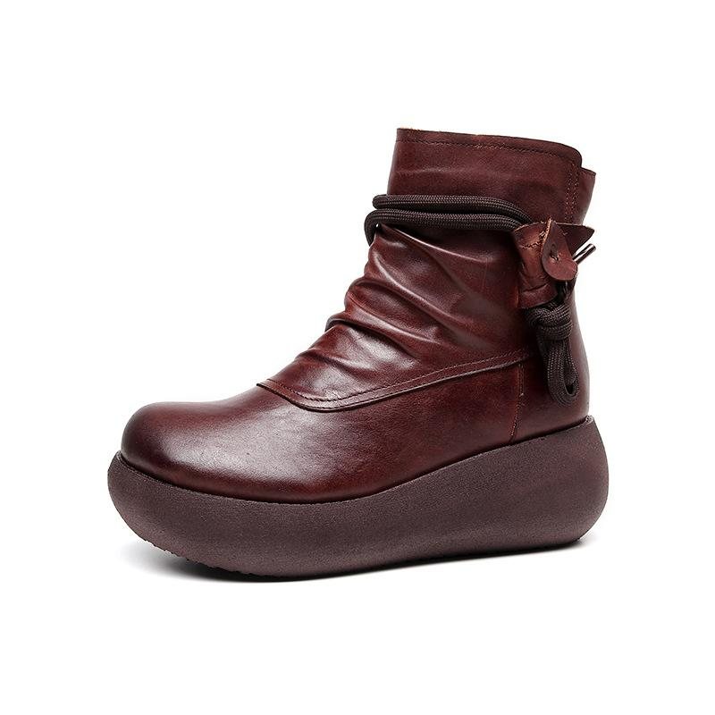 Høst Retro Soft Sole Leather Platform Boots