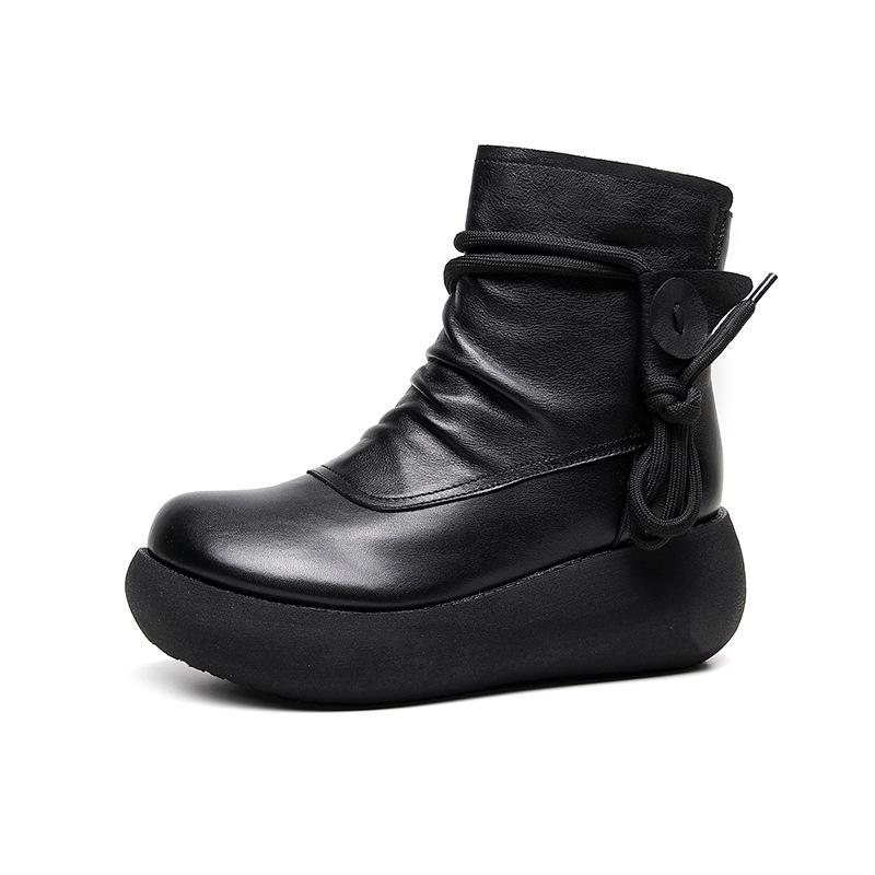 Høst Retro Soft Sole Leather Platform Boots