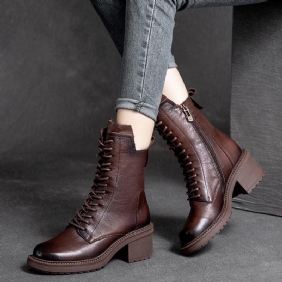 Høst Vinter Retro Leather Casual Wedge Boots