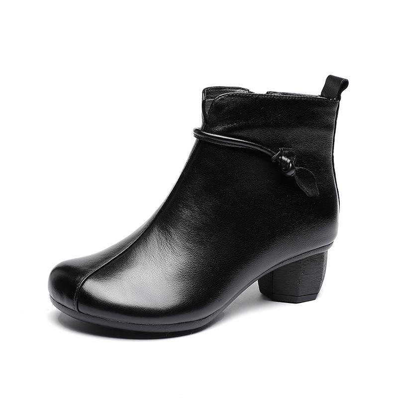 Høst Vinter Retro Mid-heel Myke Skinnstøvler