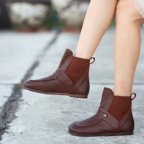 Høst Vinter Retro Soft Leather Flat Casual Boots