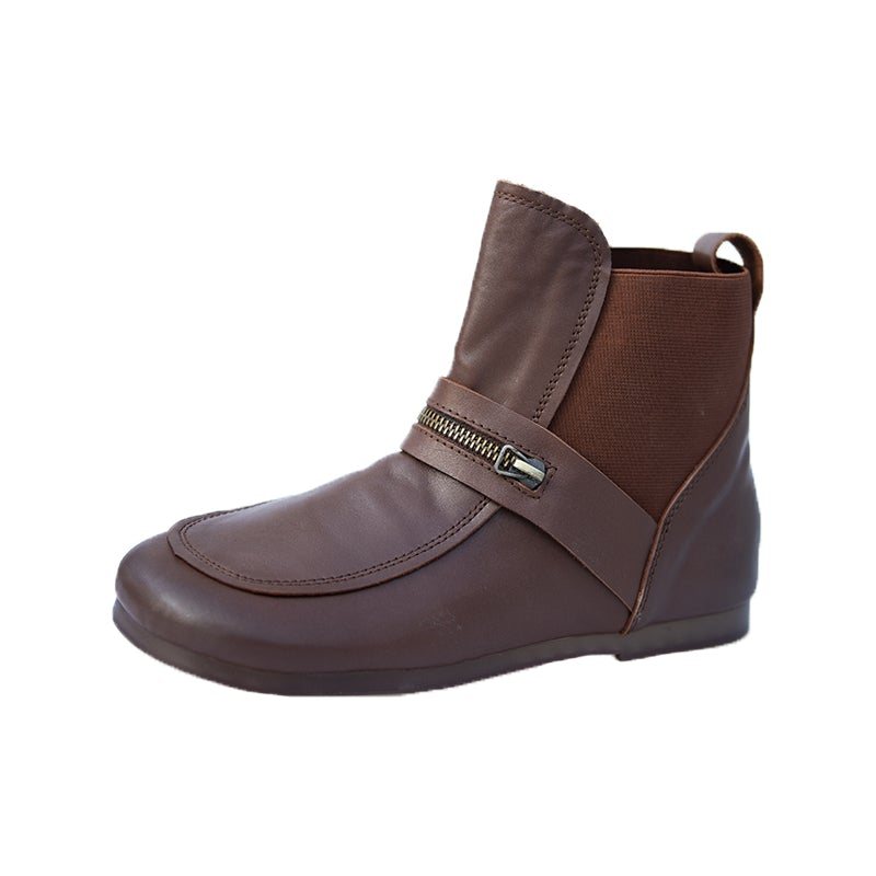 Høst Vinter Retro Soft Leather Flat Casual Boots