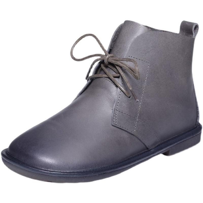 Høst Vinter Skinn Retro Flat Soft Boots