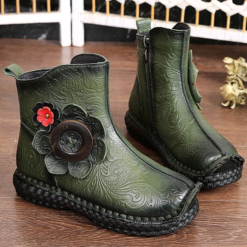 National Style Floral Komfortable Flat Boots