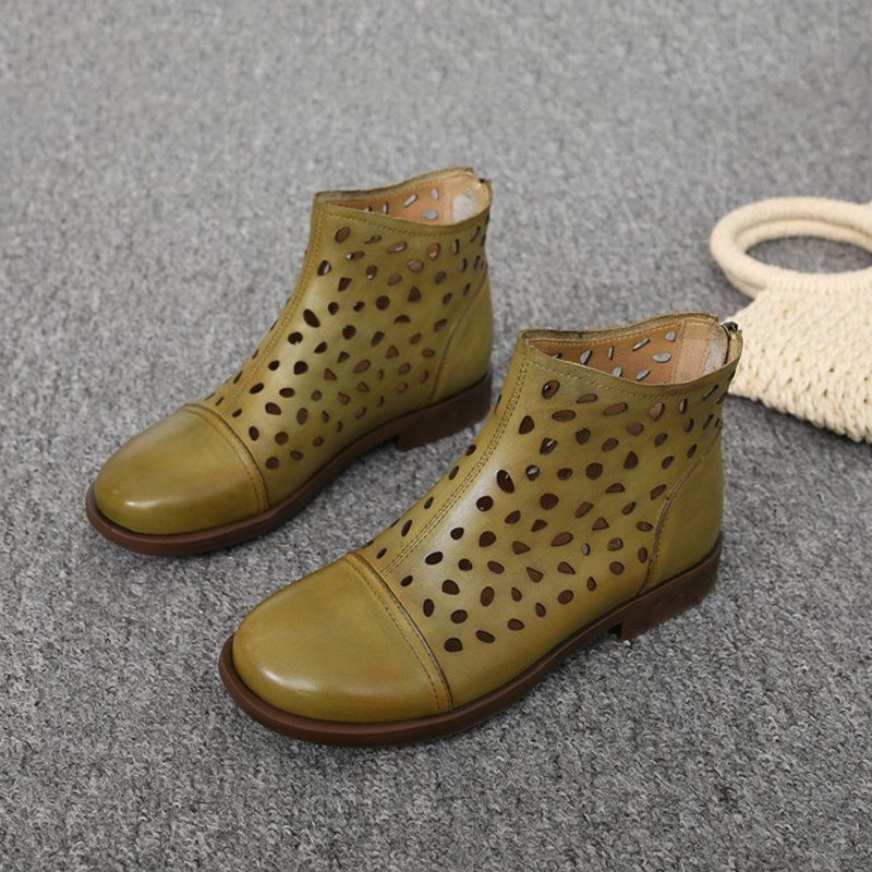 Retro Hollow Flat Sandals Boots