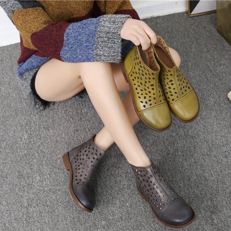 Retro Hollow Flat Sandals Boots