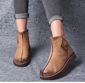 Retro Leather Flat Bottom Martin Boots Sko