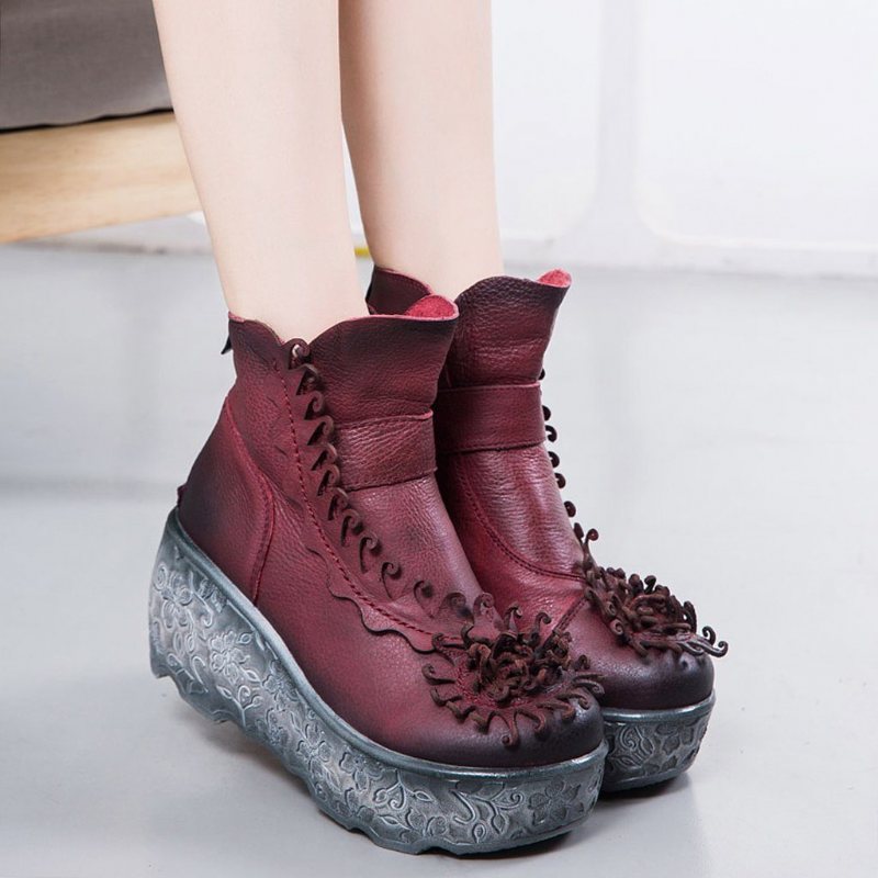 Retro Wedge Ethnic Tassel Boots