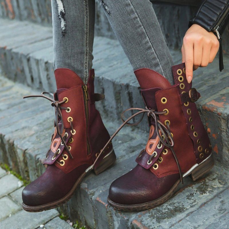 Rivet Casual Nøytrale Lace Up Strap Booties