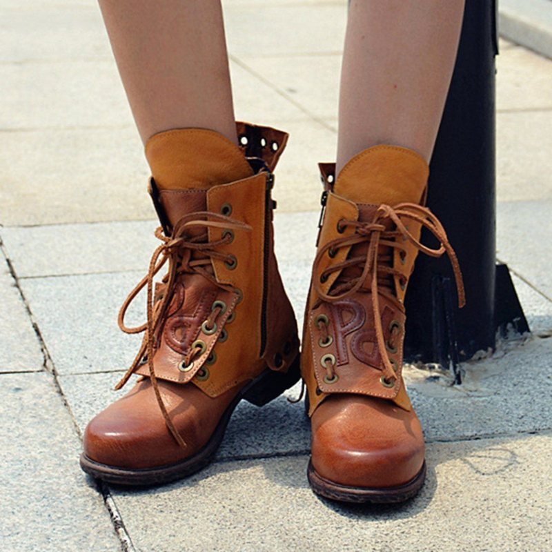 Rivet Casual Nøytrale Lace Up Strap Booties