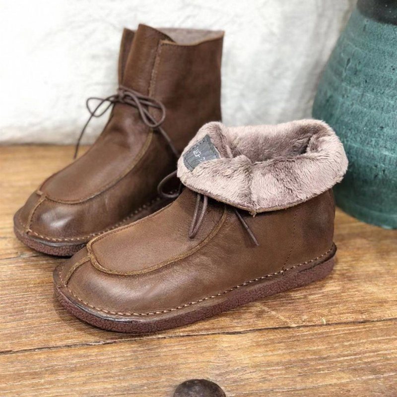 Skinn Rund Toe Solid Håndlagde Martin Boots