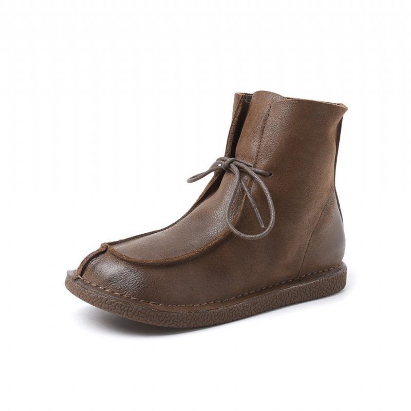 Skinn Rund Toe Solid Håndlagde Martin Boots