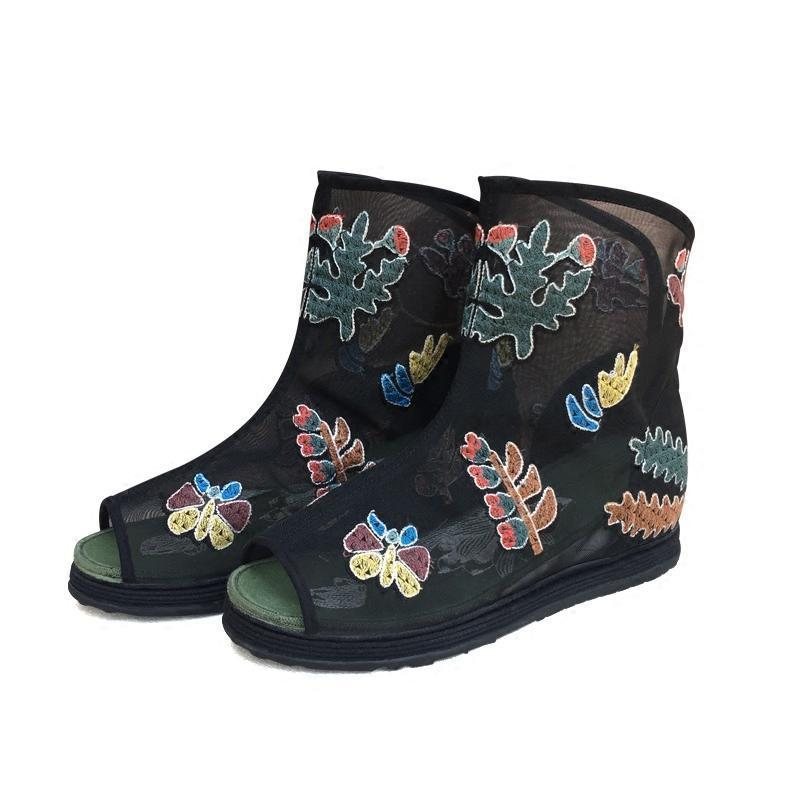 Sommerbroderte Nettingsandaler Fish Mouth Boots