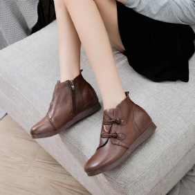 Spring Retro Leather Etnisk Flat Casual Boots