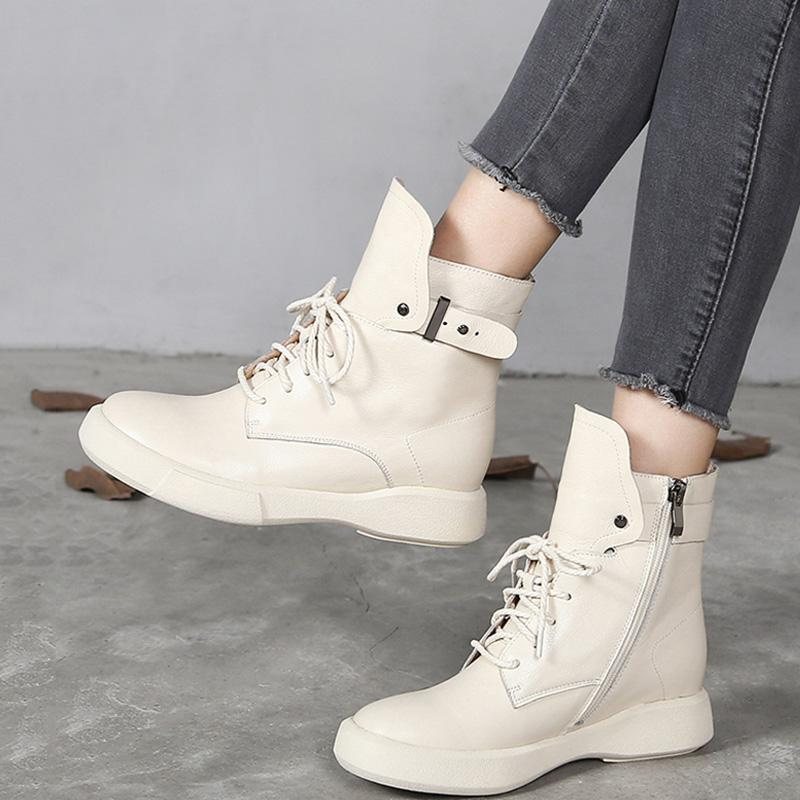 Vår Høst Nye Casual Boots I Skinn