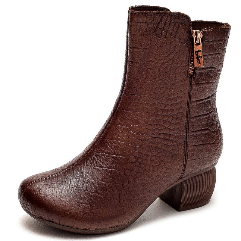 Vinter Retro Lær Plysj Warm Wedge Boots