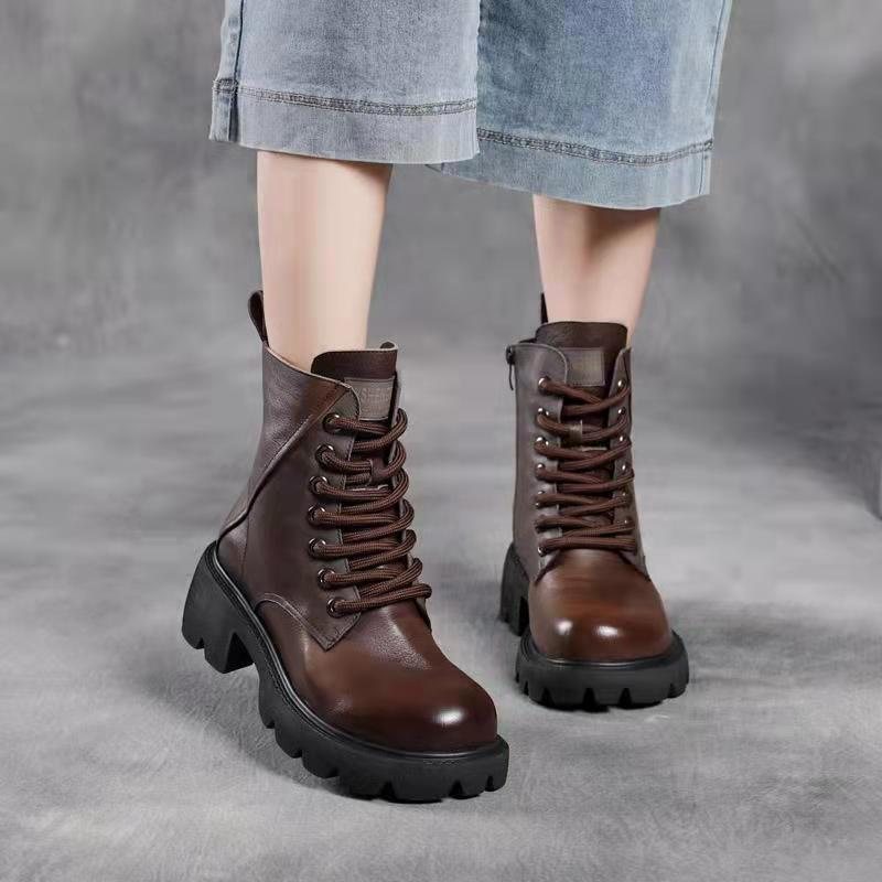 Vinterskinn Rundt Hode Platform Casual Boots