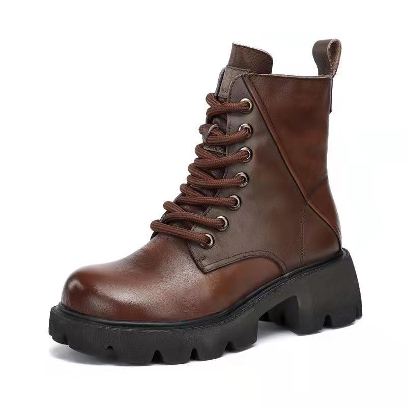 Vinterskinn Rundt Hode Platform Casual Boots