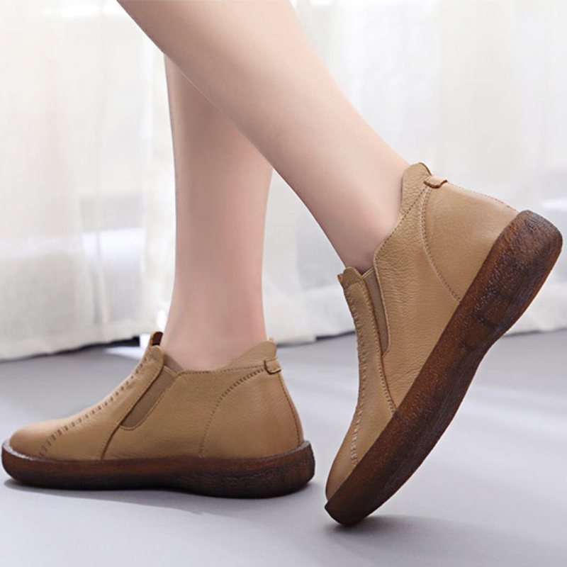 Winter Leather Retro Flat Ankel Boots