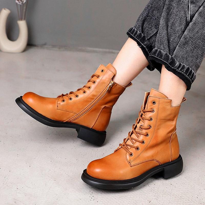 Winter Retro Casual Leather Soft Sole Leather Boots