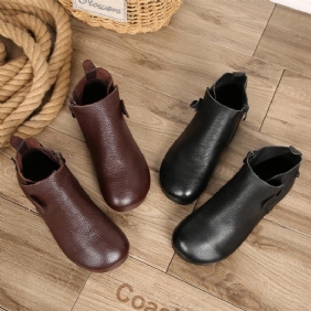 Woman Leather Flat Bottom Martin Boots