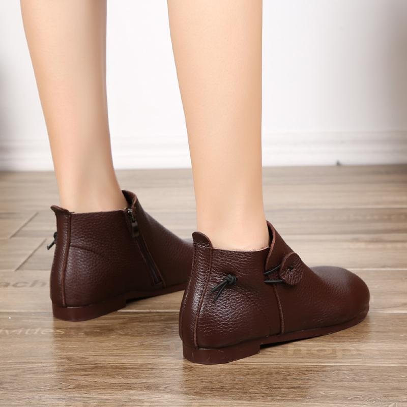 Woman Leather Flat Bottom Martin Boots