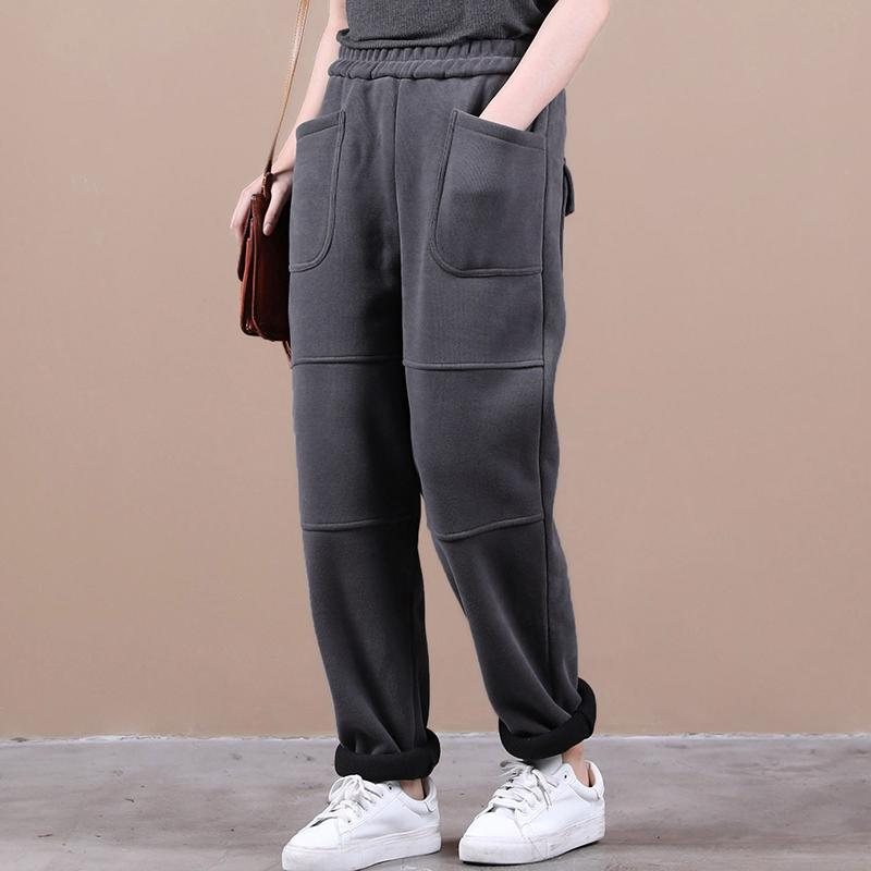 Art Stitching Plus Velvet Casual Pants