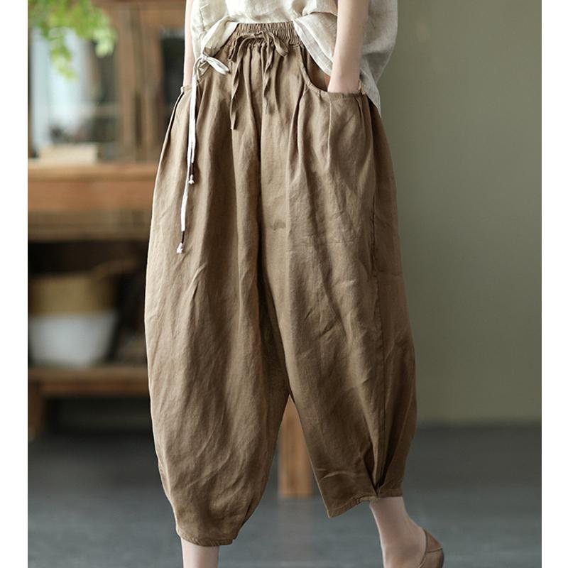 Bloomers Retro Summer Loose Cotton Lin Bukser