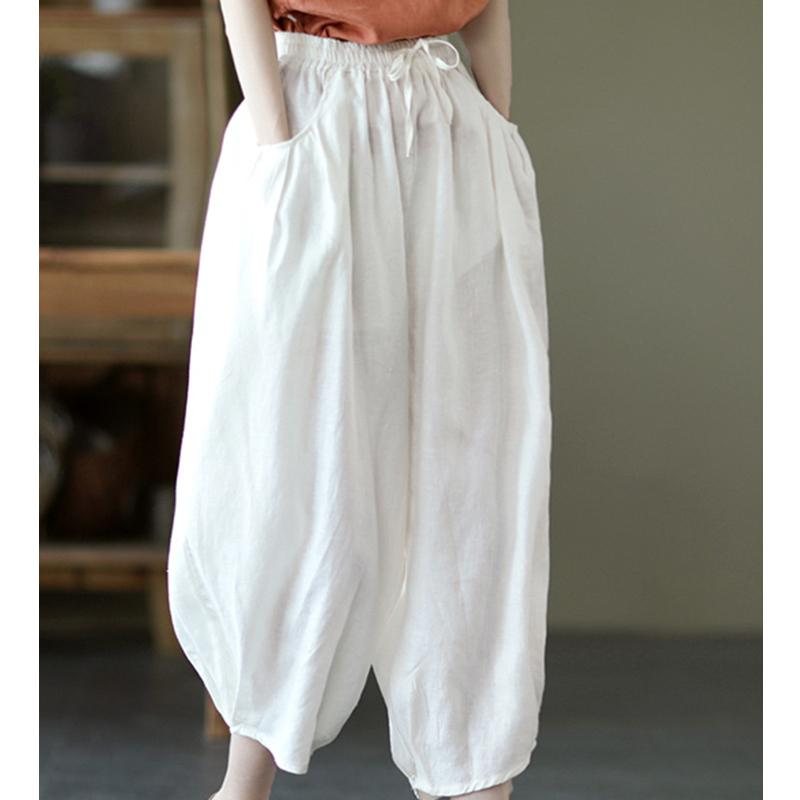 Bloomers Retro Summer Loose Cotton Lin Bukser