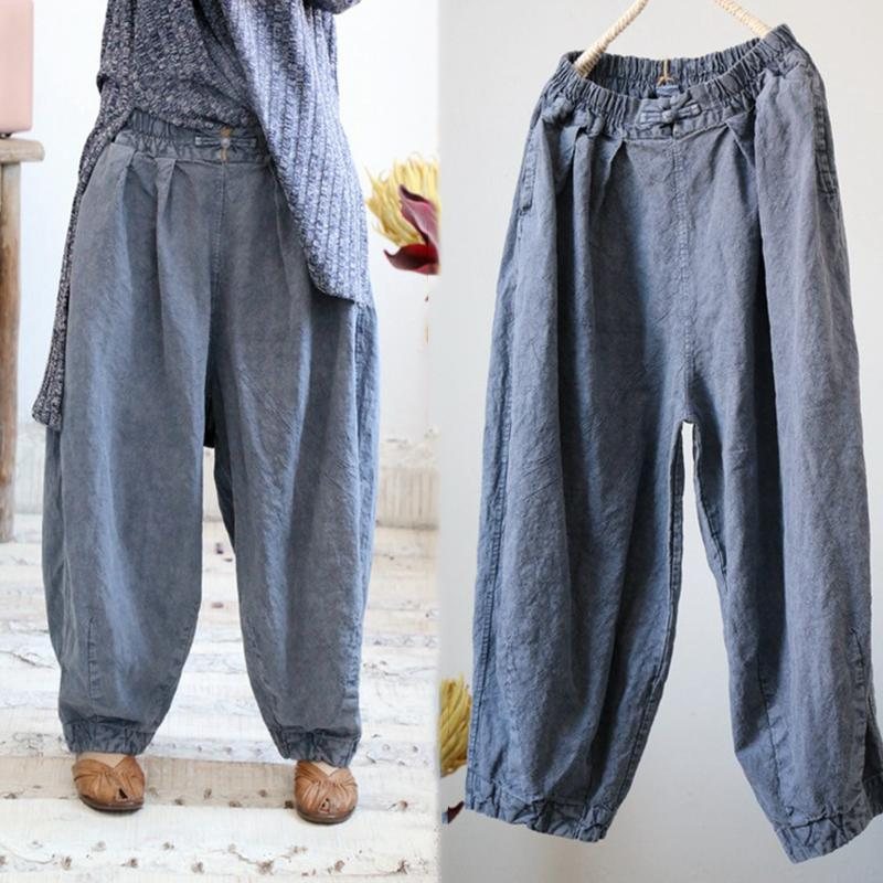 Bomull Lin Old Dyed Casual Damebukser