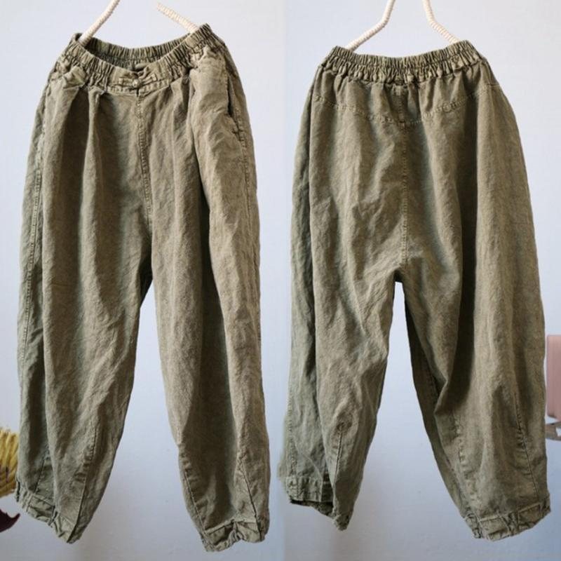 Bomull Lin Old Dyed Casual Damebukser