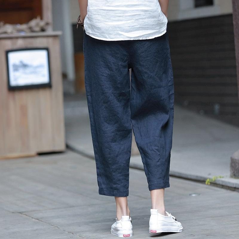 Bomull Og Lin Dame Casual Cropped Pants Radisebukser