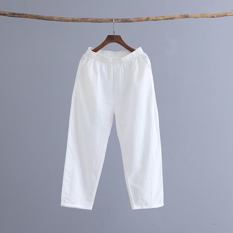 Bomull Og Lin Dame Casual Cropped Pants Radisebukser