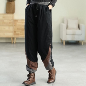 Bomullspolstret Patchwork Vinter Casual Pencil Pants