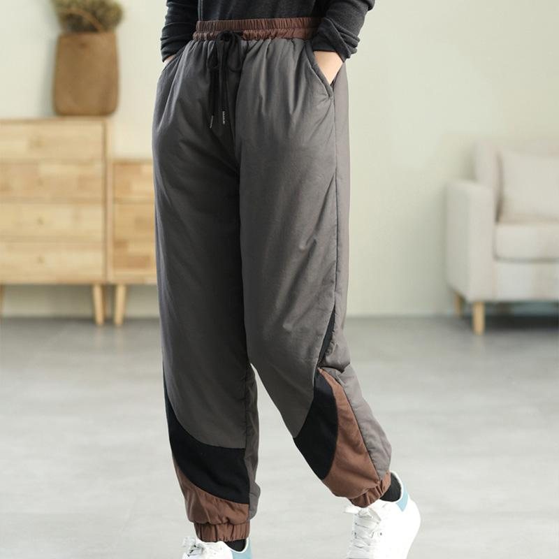 Bomullspolstret Patchwork Vinter Casual Pencil Pants