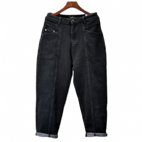 Casual Løs Strekk Svarte Jeans