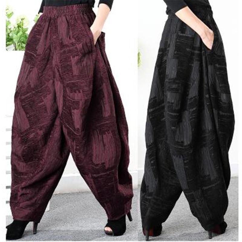 Corduroy Jacquard Bloomers Loose Drop Pants