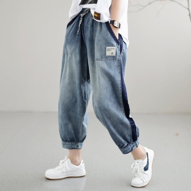 Dame Casual Løst Patchwork Sommer Tynne Jeans