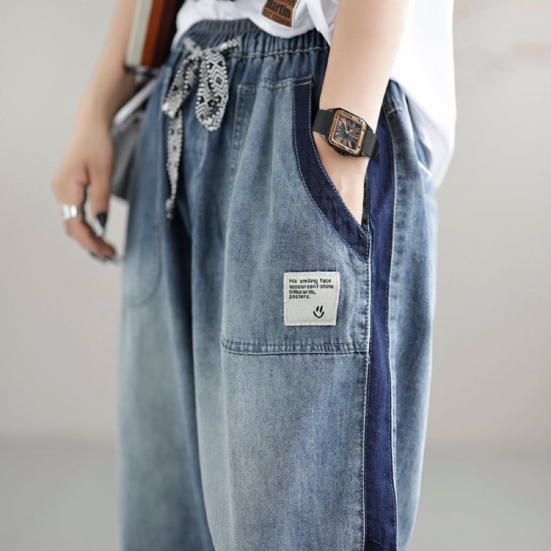 Dame Casual Løst Patchwork Sommer Tynne Jeans