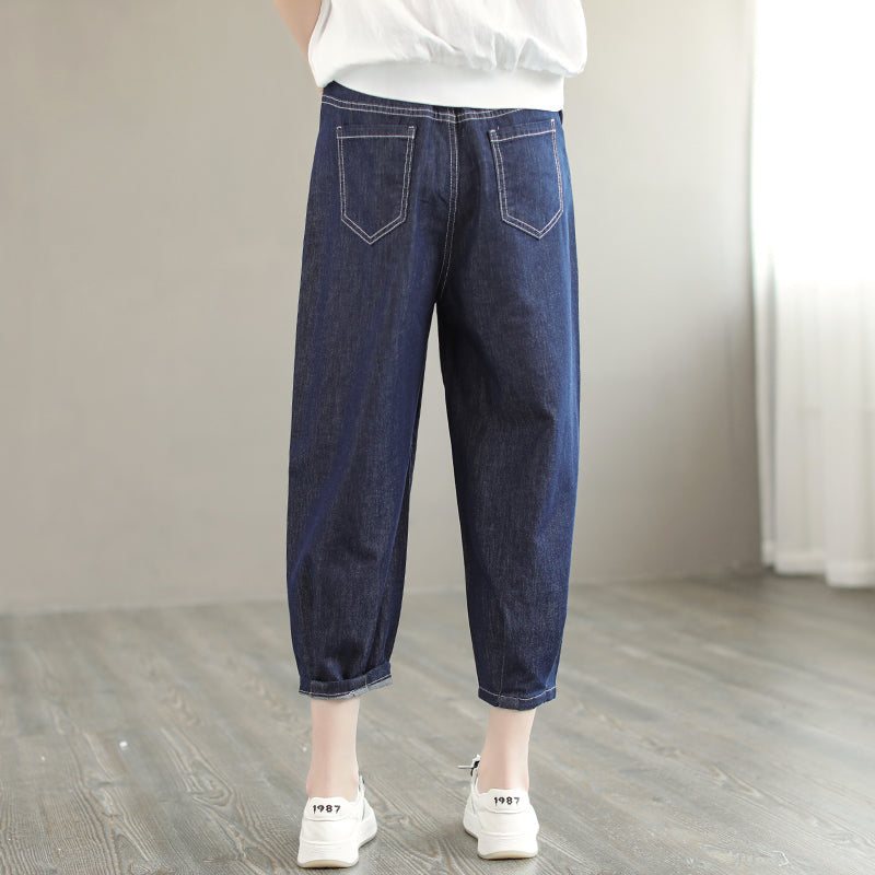 Dame Retro Casual Sommer Løse Harem Bomull Jeans