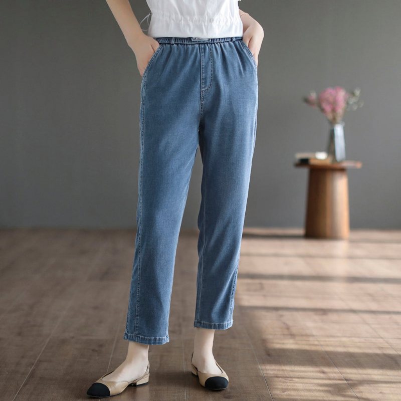 Dame Sommer Løse Solid Cotton Jeans