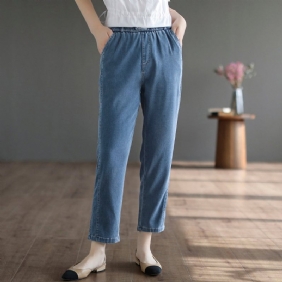 Dame Sommer Løse Solid Cotton Jeans