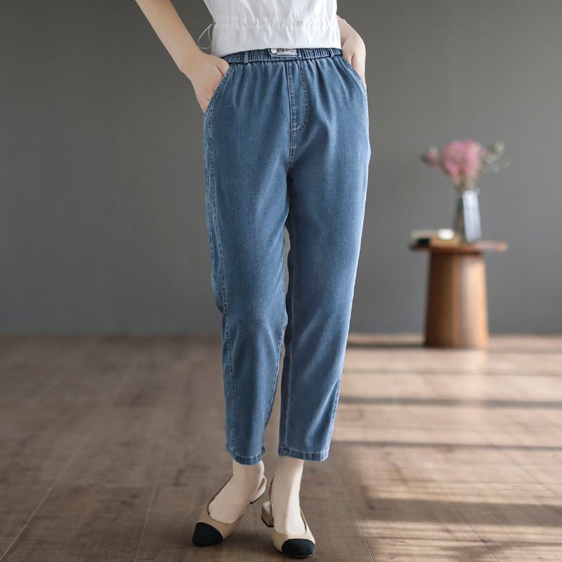 Dame Sommer Løse Solid Cotton Jeans